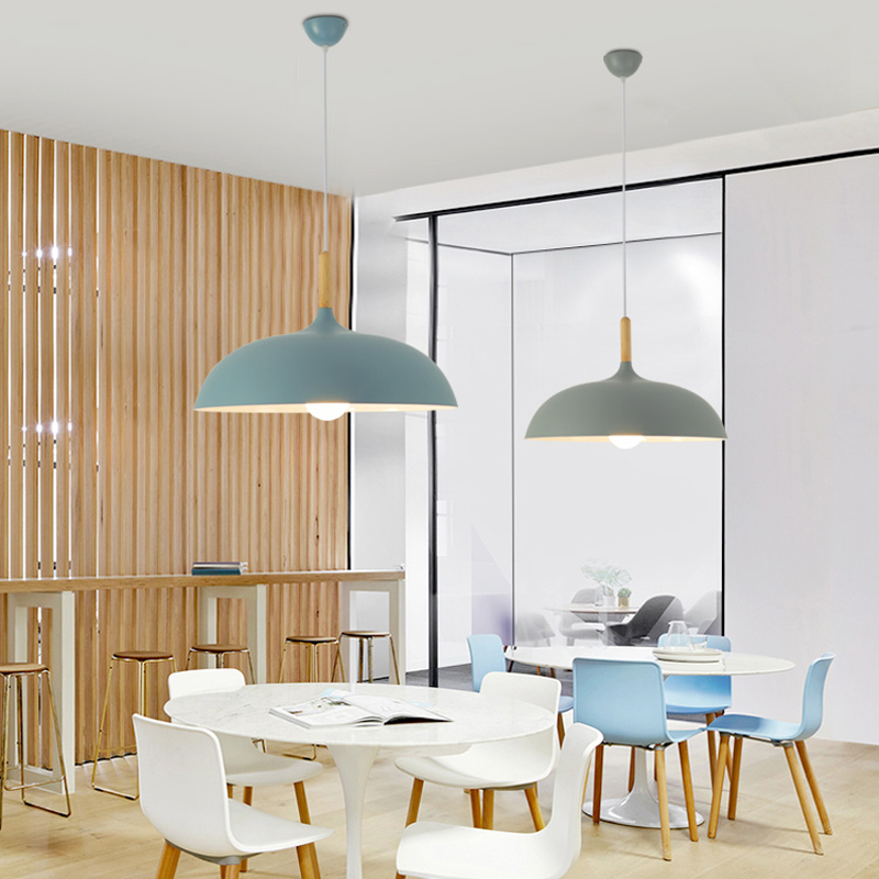 LED Minimalist Modern Pendant Lamps E27 Wood & Aluminum Lampshade Hanging Lights 110V 220v for Art Fashion Decor Luminaire