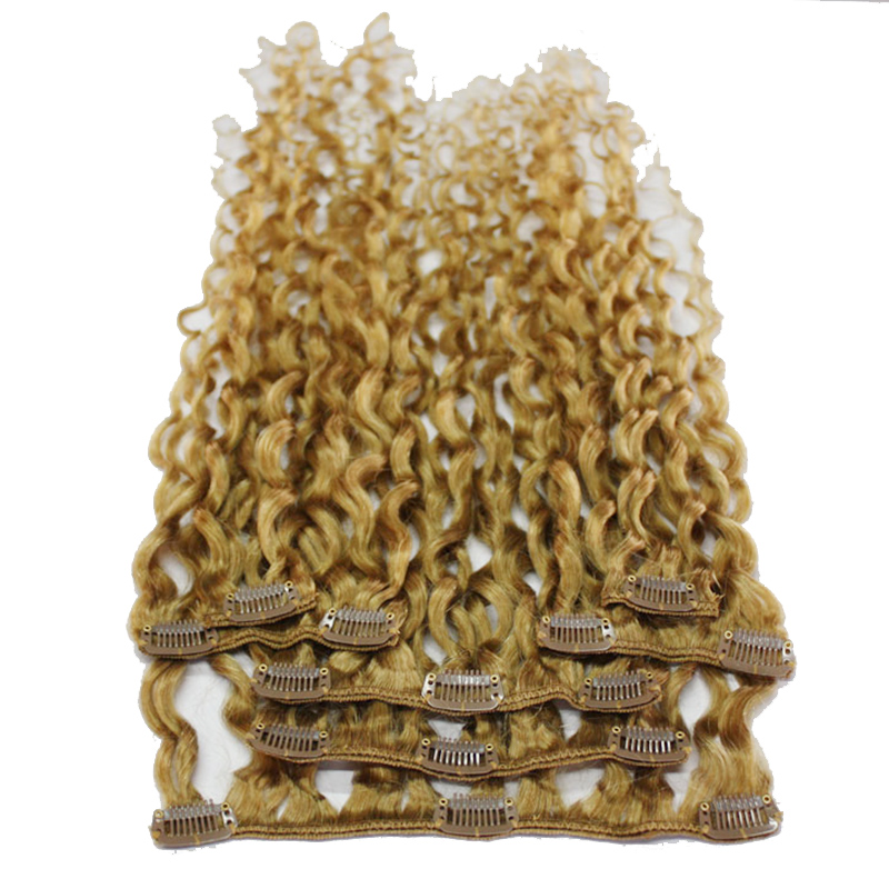 12 28 grade 10a 8pcs 100g 120g full head deep curly clip in human hair extensions deep wave black brown blonde