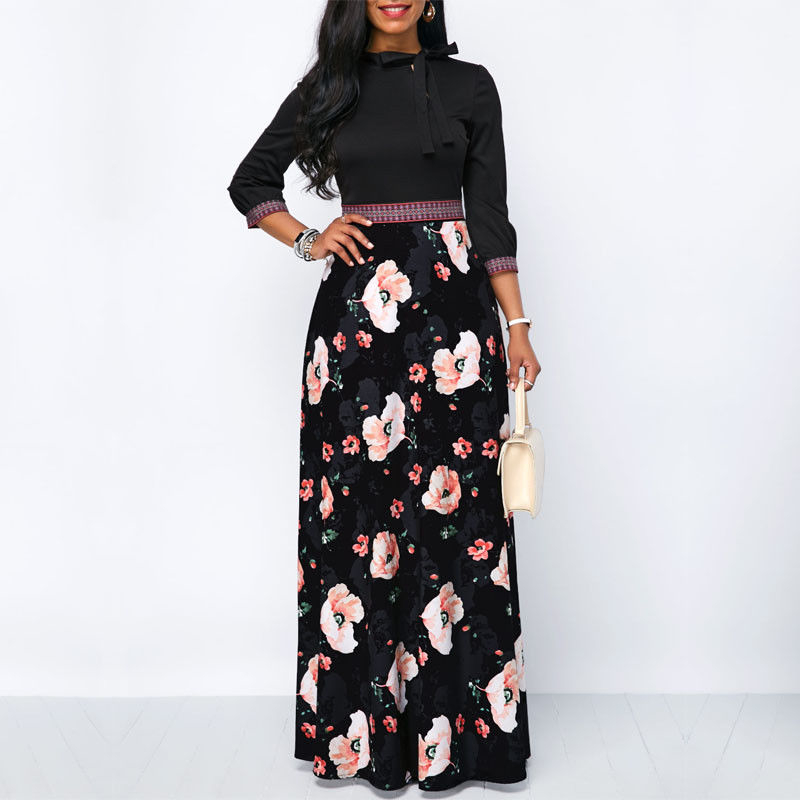 Ladies Floral Dresses Vintage Flower Print Dress Patchwork High Waist Boho Long Maxi Dress Autumn Winter Ladies Dresses, As photo shows
Ladies Floral Dresses Vintage Flower Print Dress Patchwork High Waist Boho Long Maxi Dress Autumn Winter Ladies Dresses, As photo shows
