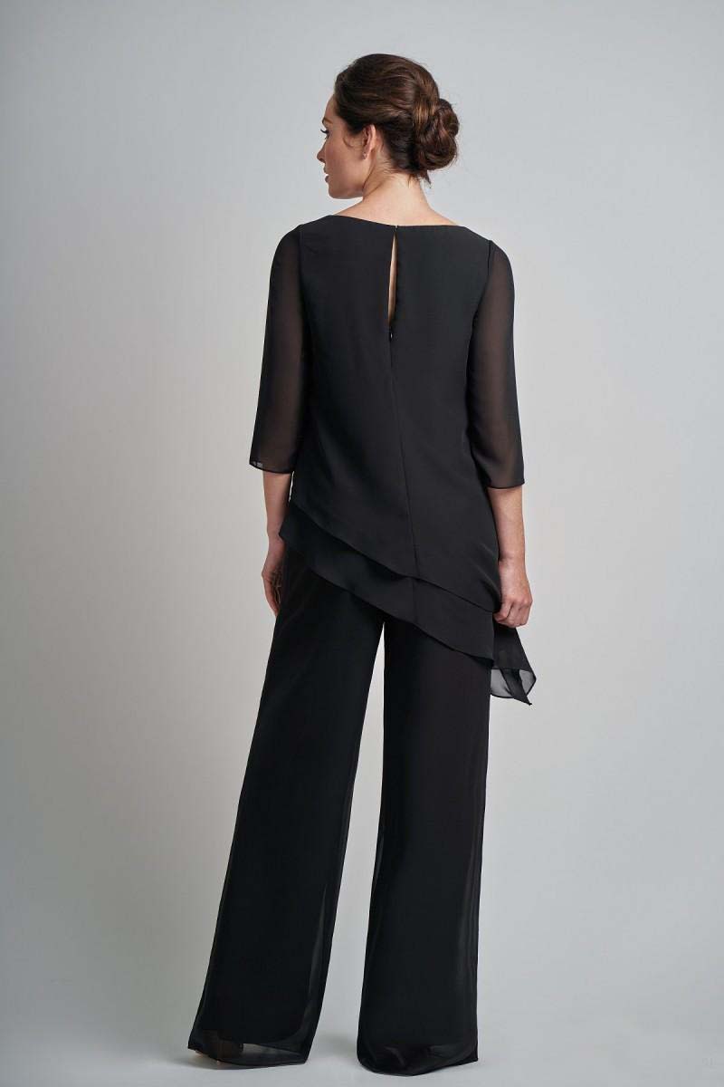 Black Plus Size Pantsuits Mother Of The Bride Dresses Outfit Two Pieces Garment Dress Evening Wear Cheap Plus Size Pant Suits For Wedding