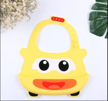 Waterproof Bibs Food Grade Silicone Baby Bibs Easy to Clean Feeding Bib Comfortable Soft Adjustable Baby Bibs cartoon Car Design Bib