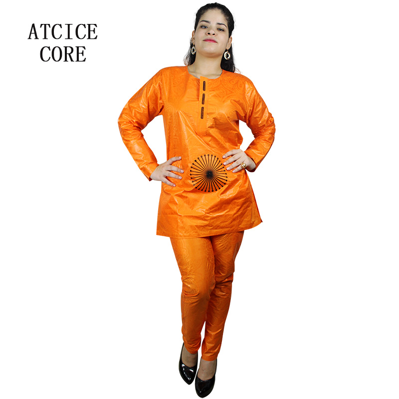 Ethnic Clothing African Dresses For Women Fashion Design Cotton Basin Riche Embroidery Top With Pants