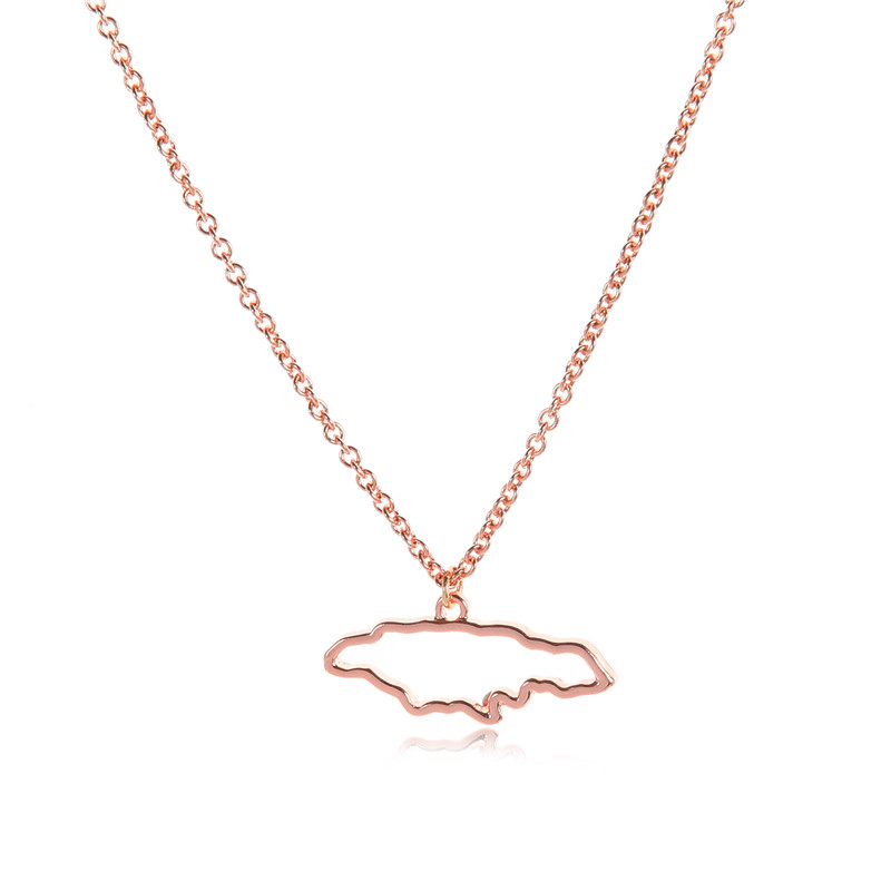10PCS Small Caribbean Sea Island Jamaica Map Necklace Outline Country of Jamaican Continent Chain Necklaces for African Jewelry