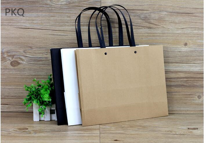 20pcs 25*9*17cm Thick White/Black/Kraft Paper Bag Large Cardboard Paper Shopping Bags with String Custom Printed(300pcs)