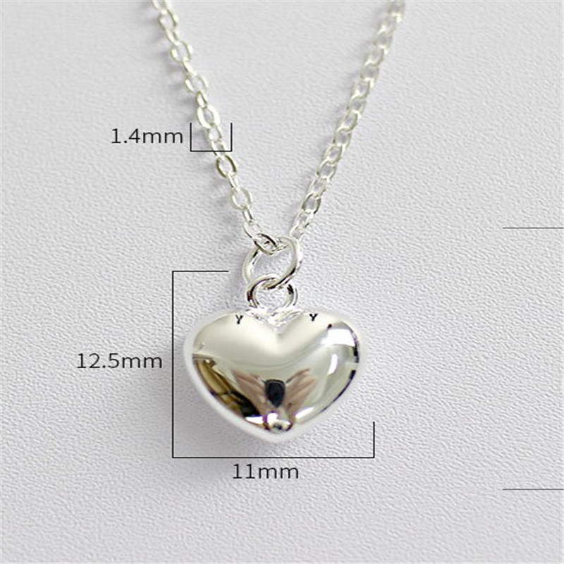 Fine Jewelry Heart Pendant Necklace Authentic 925 Sterling Silver Necklace&Pendants Long Chain Love Necklaces For Women