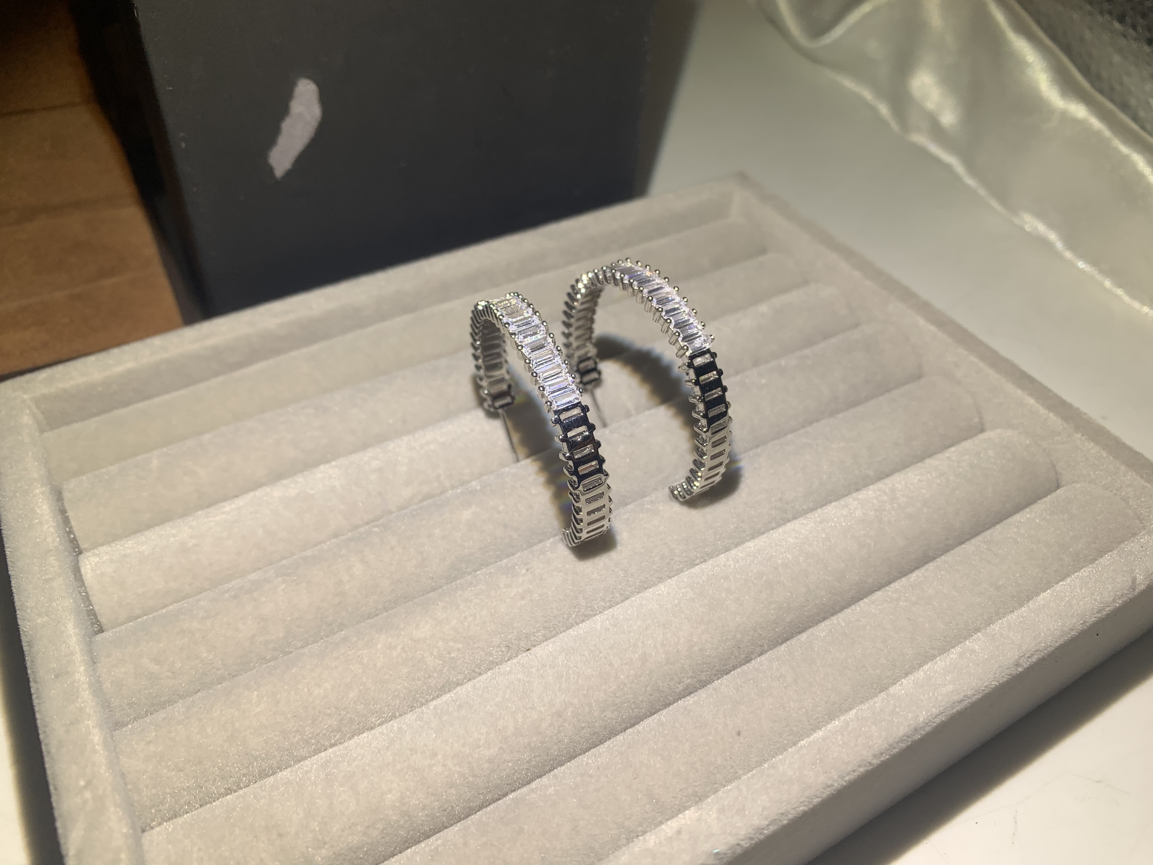 Sterg Sier Stud Earrings: Princess Cut Cubic Zirconia Semicircle Jewelry for Women