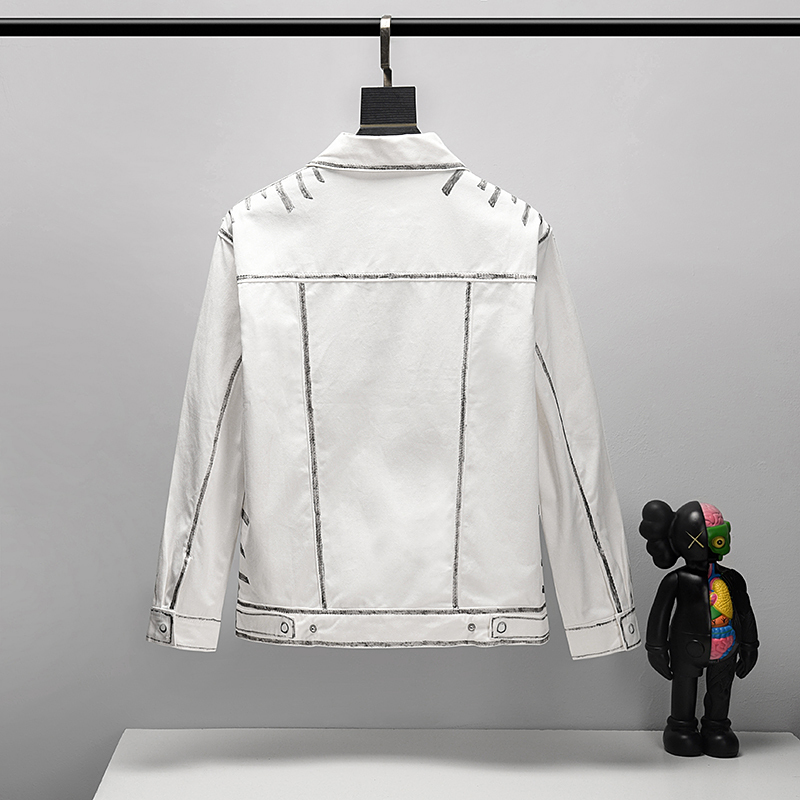 New DesignerMens Denim Jacket Hand drawn doodle Men Women High Quality Casual Coats White Fashion Mens Jacket Stylist Outwear US Size XS, Black;brown
New DesignerMens Denim Jacket Hand drawn doodle Men Women High Quality Casual Coats White Fashion Mens Jacket Stylist Outwear US Size XS, Black;brown