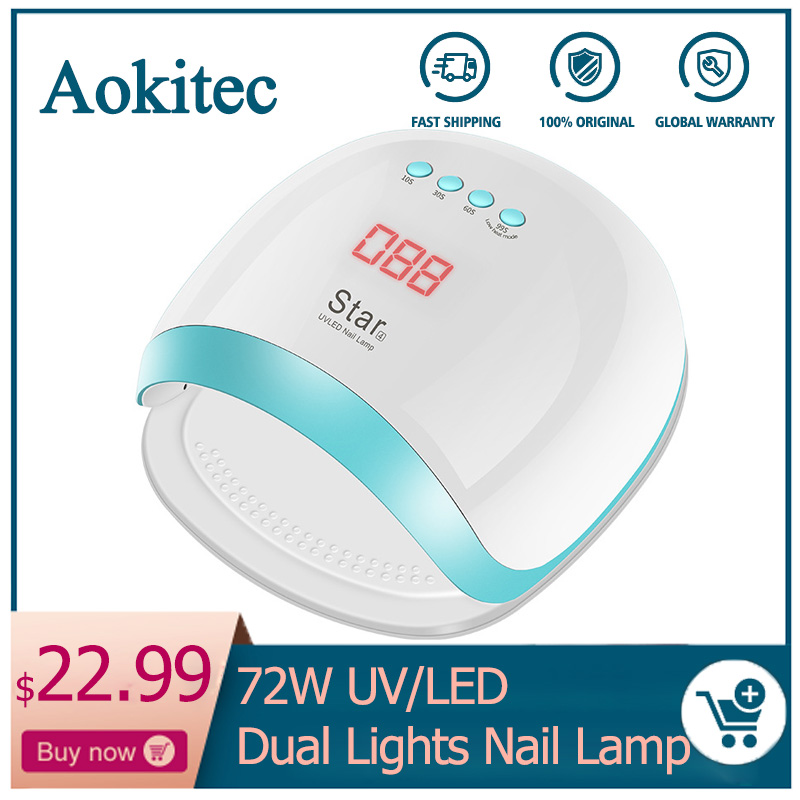 Aokitec 72W Dual LED UV Lamp for Nail for Gel Polish Curing Salon UV Light with Bottom 4 Timer Set Nail Dryer Lamp Manicure, White
Aokitec 72W Dual LED UV Lamp for Nail for Gel Polish Curing Salon UV Light with Bottom 4 Timer Set Nail Dryer Lamp Manicure, White