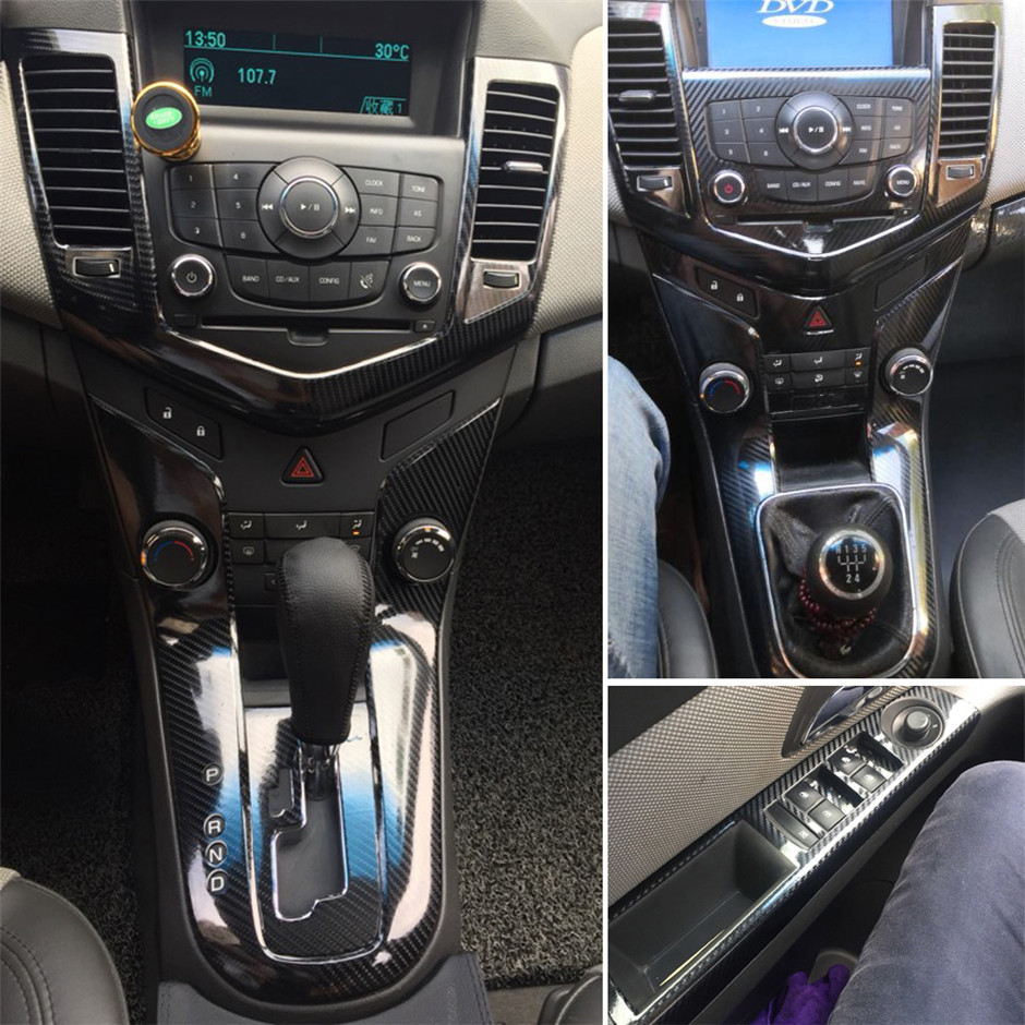 For Chevrolet Cruze 2009-2014 Interior Central Control Panel Door Handle 3D/5D Carbon Fiber Stickers Decals Car styling Accessorie