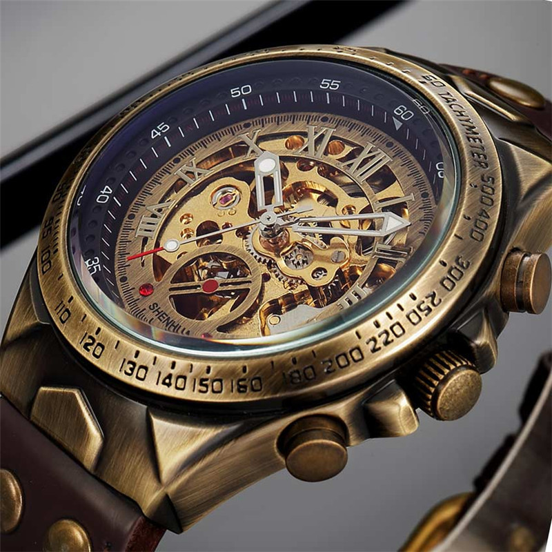 Men Watch Skeleton Automatic Mechanical Male Clock Top Brand Luxury Retro Bronze Sport Military Wristwatch Relogio Masculino J190705, Brown
Men Watch Skeleton Automatic Mechanical Male Clock Top Brand Luxury Retro Bronze Sport Military Wristwatch Relogio Masculino J190705, Brown