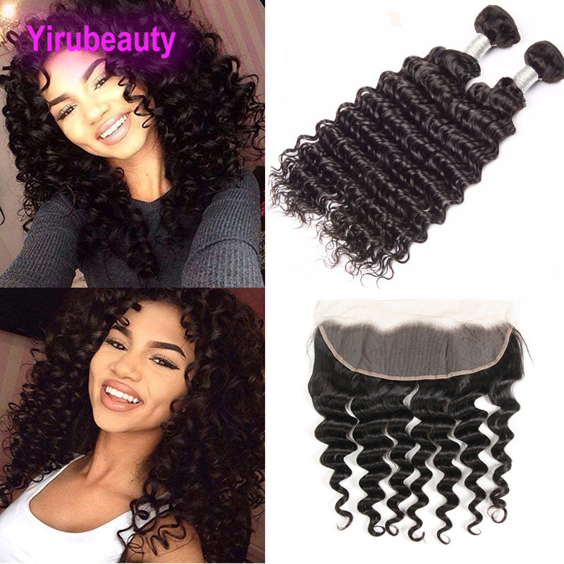 Brazilian Virgin Human Hair Extensions 2 Bundles With 13X4 Lace Frontal Deep Wave Curly Human Hair Wefts With Closure 3pieces/lot, Natural color
Brazilian Virgin Human Hair Extensions 2 Bundles With 13X4 Lace Frontal Deep Wave Curly Human Hair Wefts With Closure 3pieces/lot, Natural color