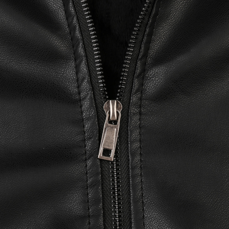 Spot 2021 Spring and Autumn Lapel Long Sleeve Solid Color Zipper Temperament Stand Collar Leather Jacket Support Mixed Batch