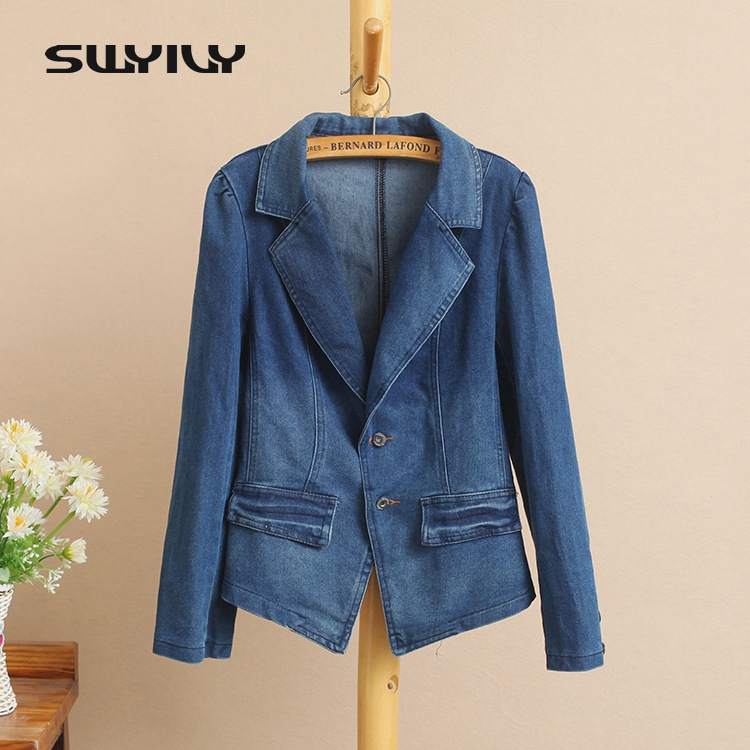 SWYIVY Women Blazer Jacket Coat Spring 2018 Denim Casual Blazers Women Slim Coat Cotton Blazers 5XL Big Size Office Blue
SWYIVY Women Blazer Jacket Coat Spring 2018 Denim Casual Blazers Women Slim Coat Cotton Blazers 5XL Big Size Office Blue