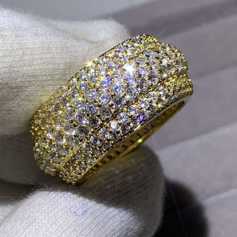 2024 New White Gold Band Ring: Pave CZ Dia Wedding Jewelry 6239