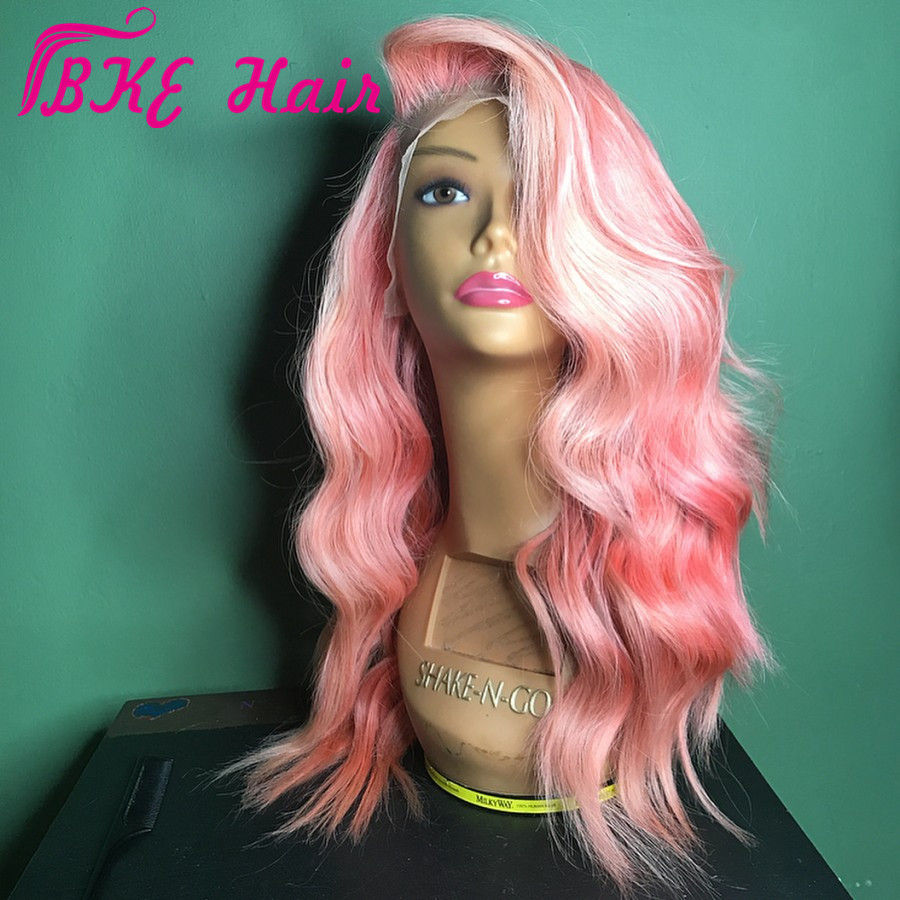 New Pink Wavy Wig synthetic Pre-Plucked Hairline body wave 360 lace frontal wig for black/white women with Baby Hair