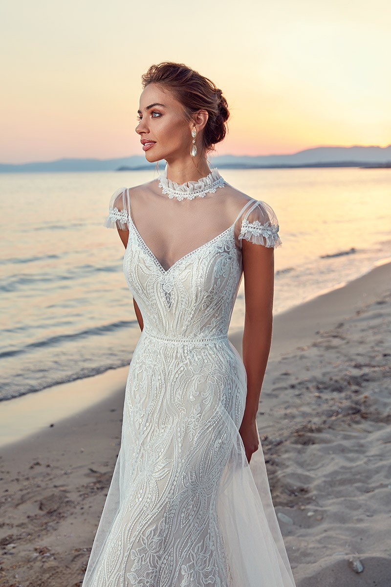 eddy k beach mermaid wedding dresses high neck lace bridal gowns backless boho wedding dress vestido de novia