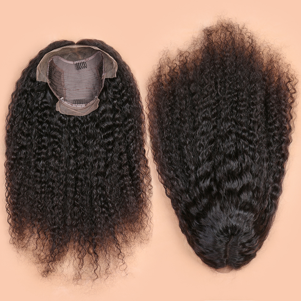 Natural Black Long Kinky Curly Lace Front Wigs with Baby Hair Glueless Synthetic Wigs for African Black Women Heat Resistant Fiber Hair