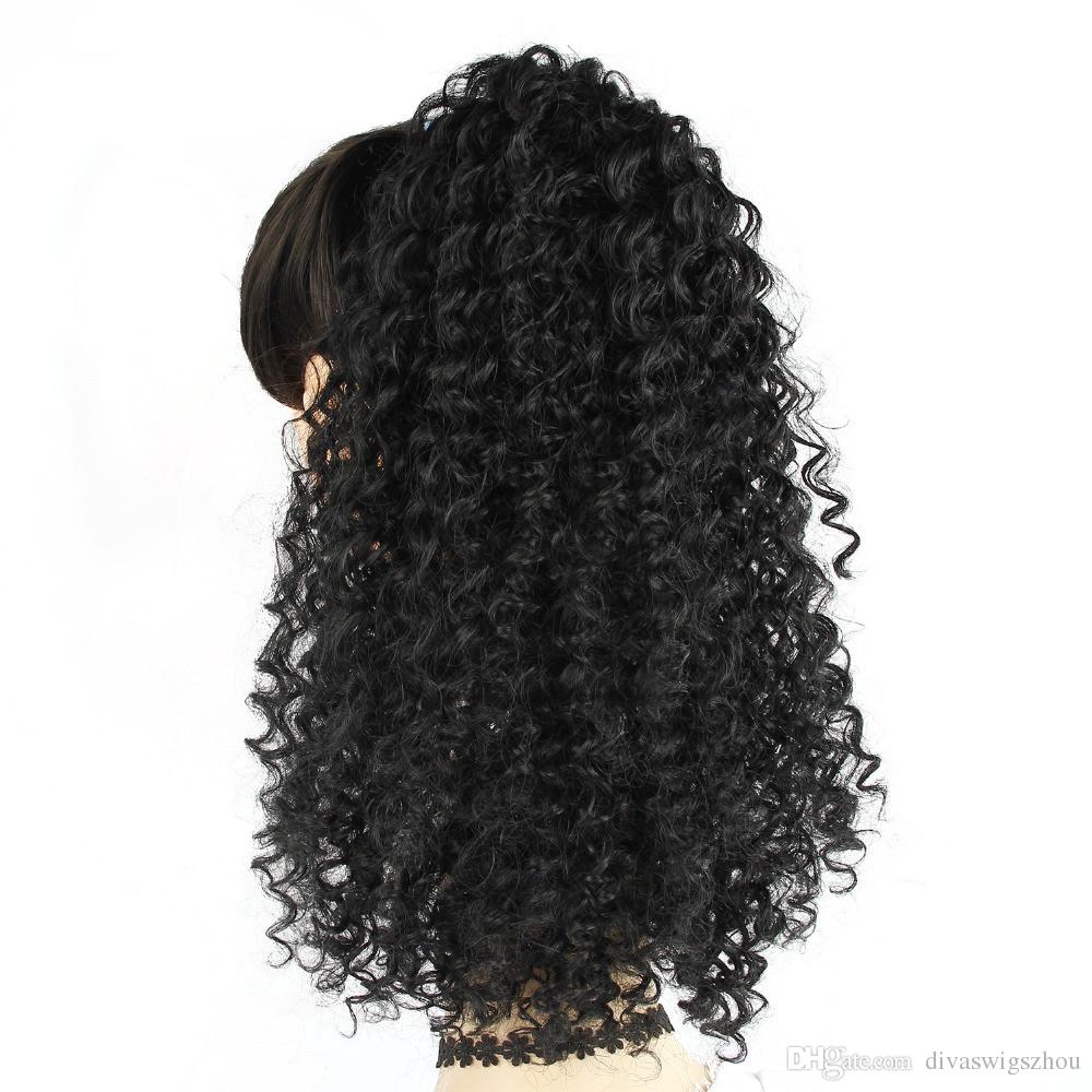 Diva Naturel curly ponytail brazilian hair, Natural black kinky curly sleek ponytail drawstring clip in easy hairstyle 120g