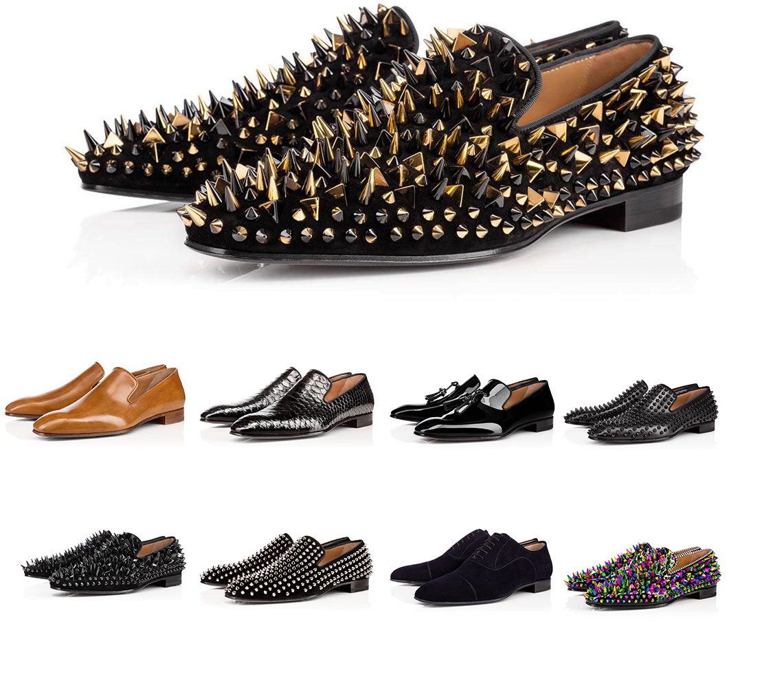 2021 Mens Red Bottom Dandelion Spikes Shoes Greggo Orlato Flat Black Patent Real Leather Sude Velvet Loafer Party Dress Shoe Box, Color 1
2021 Mens Red Bottom Dandelion Spikes Shoes Greggo Orlato Flat Black Patent Real Leather Sude Velvet Loafer Party Dress Shoe Box, Color 1