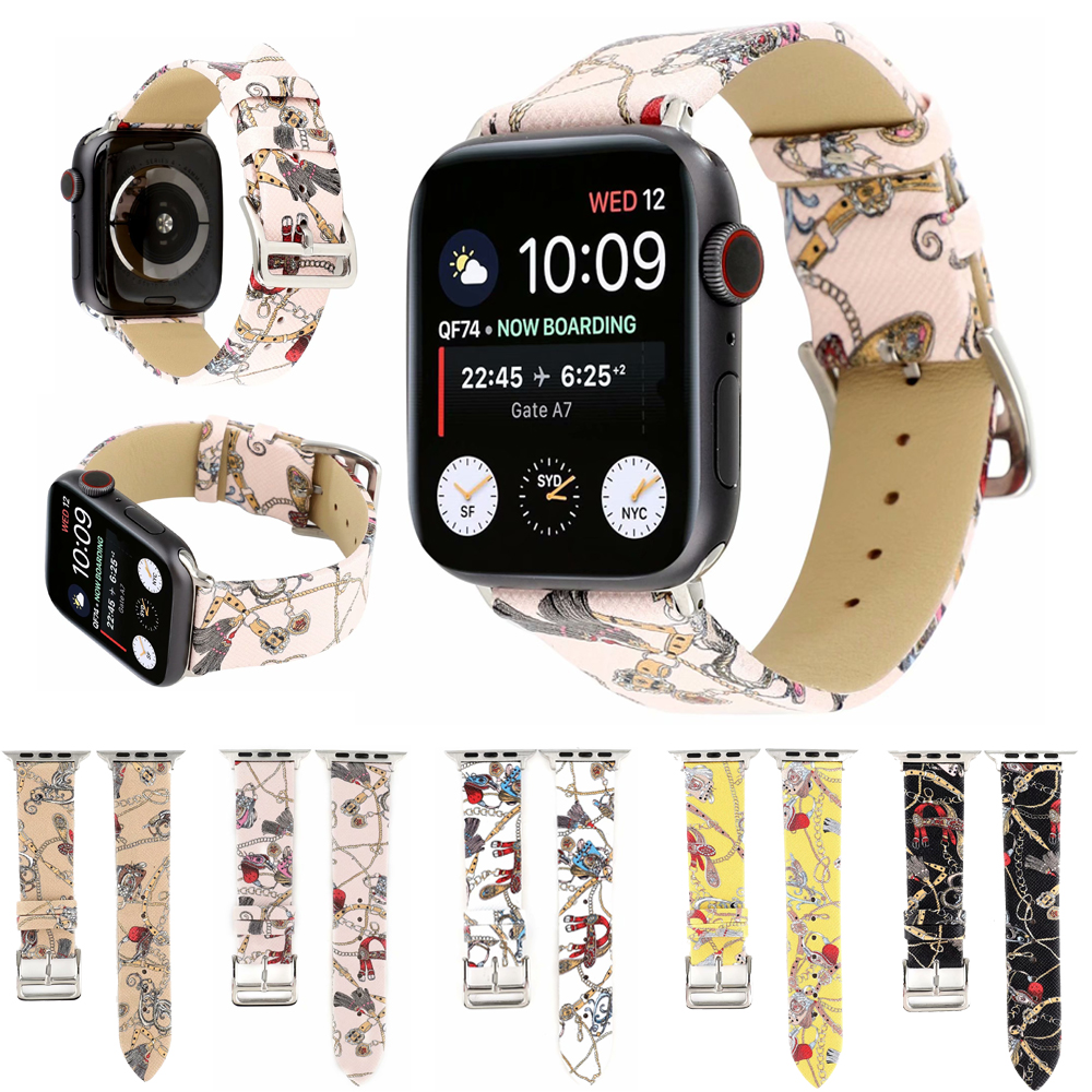 Chain Flower Pattern Leather Strap for Apple Watch Band 5 4 44mm 40mm Sport Bracelet iWatch Series 3 2 1 42mm 38mm Watchband
Chain Flower Pattern Leather Strap for Apple Watch Band 5 4 44mm 40mm Sport Bracelet iWatch Series 3 2 1 42mm 38mm Watchband