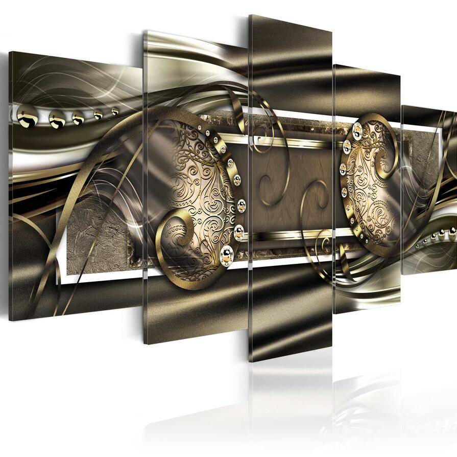5 Piece Canvas Paintings Abstract Golden Wall Art Picture Canvas Paintings Wall Decorations for Living Room Home Decor No Frame