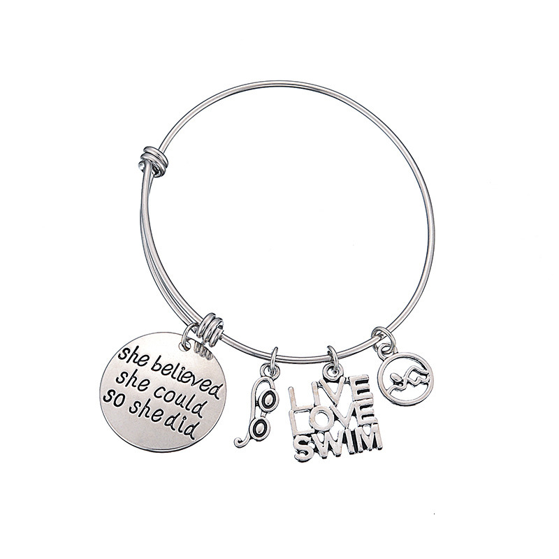 Motion Series Bracelet Swimming Swim Live Lettering Bracelet Stainless Steel Circle Hand Decorate
Motion Series Bracelet Swimming Swim Live Lettering Bracelet Stainless Steel Circle Hand Decorate
