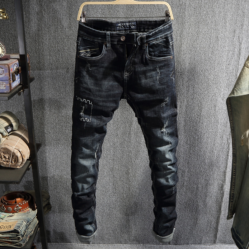 Italian Style Fashion Men Jeans Black Color Slim Fit Ripped Jeans Men Cotton Denim Pants Streetwear Elastic Hip Hop Homme
Italian Style Fashion Men Jeans Black Color Slim Fit Ripped Jeans Men Cotton Denim Pants Streetwear Elastic Hip Hop Homme