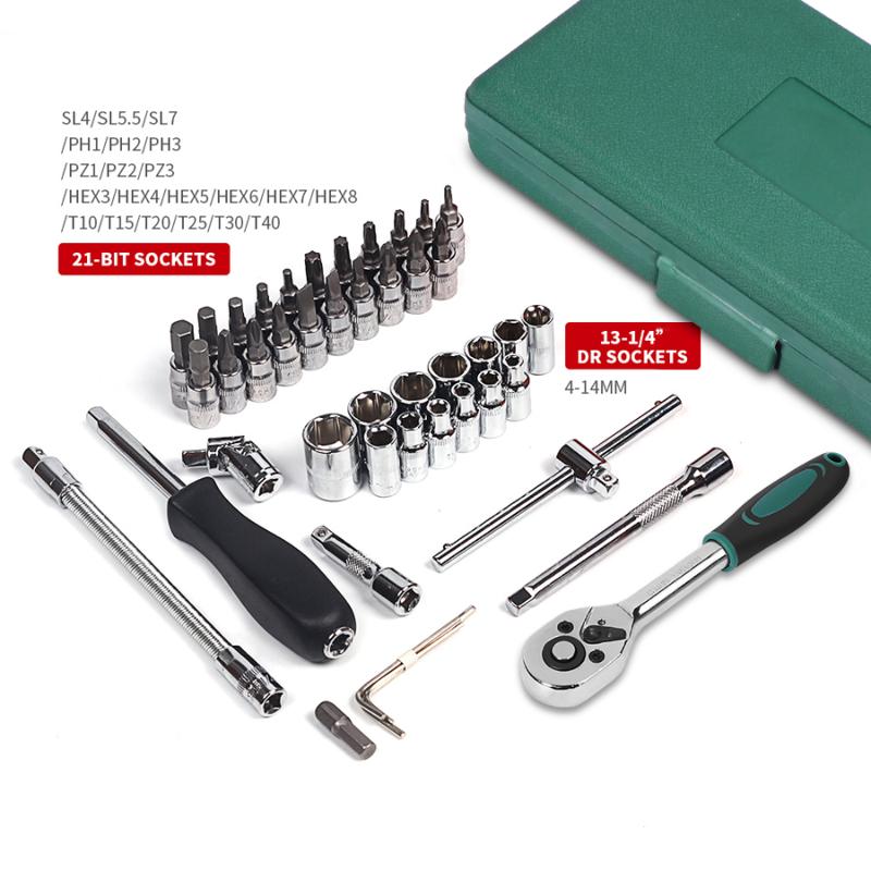Car Repair Tool 46pcs 1/4-Inch Socket Set Car Repair Tool Ratchet Torque Wrench Combo Tools Kit Auto Repairing Set
Car Repair Tool 46pcs 1/4-Inch Socket Set Car Repair Tool Ratchet Torque Wrench Combo Tools Kit Auto Repairing Set