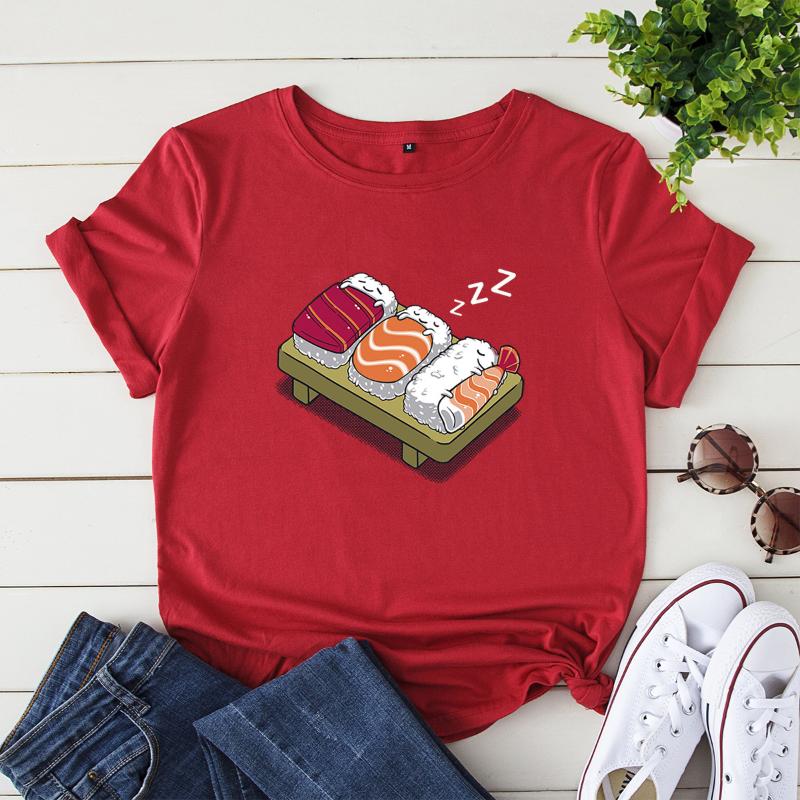 Cartoon Graphic Tees Women 2020 New Sushi Print T-Shirt 100%Cotton Oversized Short Sleeve Shirt Femme Harajuku Top Funny Tshirts, No pattern
Cartoon Graphic Tees Women 2020 New Sushi Print T-Shirt 100%Cotton Oversized Short Sleeve Shirt Femme Harajuku Top Funny Tshirts, No pattern