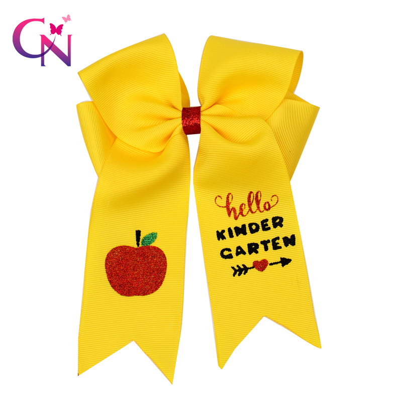 Hair Accessories CN 6Pcs/lot 7" Back To School Cheer Bows With Clips For Girls Glitter Apple Printed Party Cheerleader, Pink
Hair Accessories CN 6Pcs/lot 7" Back To School Cheer Bows With Clips For Girls Glitter Apple Printed Party Cheerleader, Pink