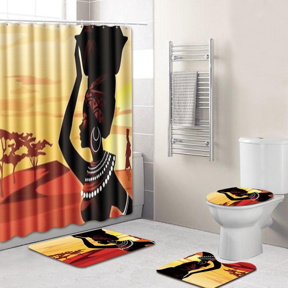 Bathroom Shower Curtain African Woman Printed Waterproof Washroom Bath Curtains Lid Toilet Cover & Mat Non-Slip Pedestal Rug Set
Bathroom Shower Curtain African Woman Printed Waterproof Washroom Bath Curtains Lid Toilet Cover & Mat Non-Slip Pedestal Rug Set