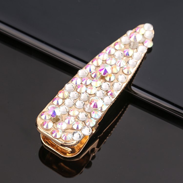 Bing Women Hair Clips With Rhinestones Water Drop Girls Duckbill Clip INS Bangs Hairpin Full diamond Super Flash