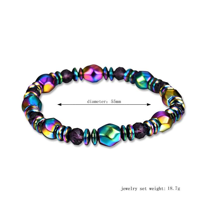 Colorful Strands Beaded Bracelets Magnet Bracelet Women Hematite Health Rainbow Magnetic Bangle Charm Bracelet for Women Unisex Men Handmade Jewelry