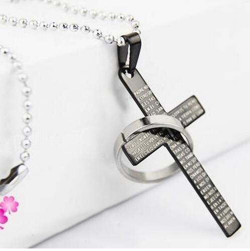 Fashion Stainless Steel Pendant Christian Bible Prayer Cross Pendant Men Necklace Charming Gifts Jewelry GB72