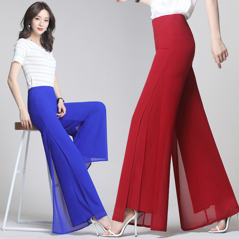 Hot Sale Summer New Female Wide Leg Pants Women High Waist Double Layers Split Chiffon Pants Loose Black Elegant Dance Trousers
Hot Sale Summer New Female Wide Leg Pants Women High Waist Double Layers Split Chiffon Pants Loose Black Elegant Dance Trousers