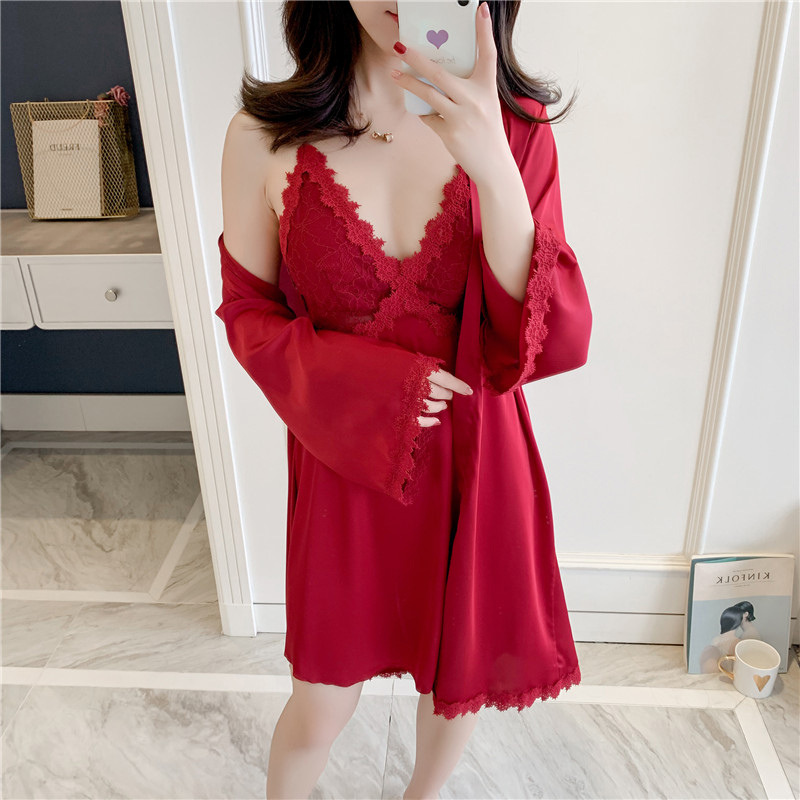 Silk Robe & Gown Set Sexy Sleepwear Women Lingerie Dressing Summer Pajamas Lace Bathrobe Lounge Sleep Set Home Pijamas
Silk Robe & Gown Set Sexy Sleepwear Women Lingerie Dressing Summer Pajamas Lace Bathrobe Lounge Sleep Set Home Pijamas