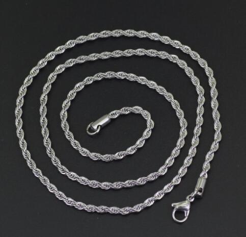 Hip Hop 18K Gold Plated Stainless Steel 3MM Twisted Rope Chain Women's Choker Necklace for Men Hiphop Jewelry Gift in Bulk GB1187