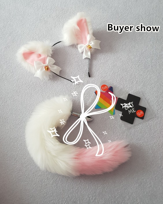 Cute Soft Neko Ears Headbands Faux Fox Tail Metal Butt Anal Plug Erotic Anime Cosplay Accessories Adult Sex Toys for Couples Y200421