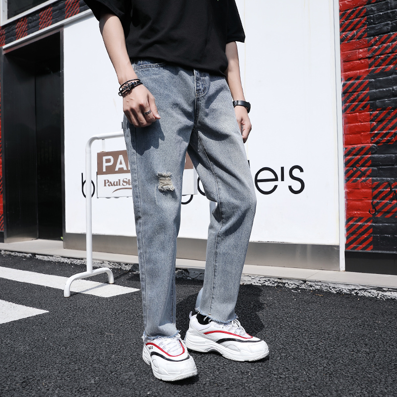 Nice Spring Korean Version Of The Thin Section Of The Trend TheOf Tide Straight Loose Pocket Casual Nine Points Jeans, Baby blue
Nice Spring Korean Version Of The Thin Section Of The Trend TheOf Tide Straight Loose Pocket Casual Nine Points Jeans, Baby blue