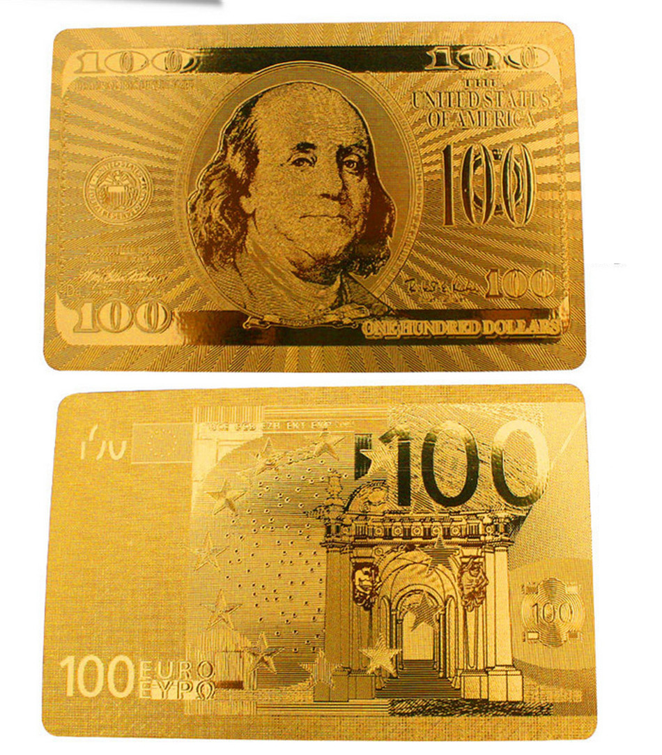 card Foil Playing Cards Waterproof Gold Plated Euro Poker Table Games For Gift Collection Free Shipping