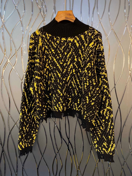 Autumn and winter 2019 new women's round neck color blocking knitting bat long sleeve loose all round sweater knitwear 1216, Yellow
Autumn and winter 2019 new women's round neck color blocking knitting bat long sleeve loose all round sweater knitwear 1216, Yellow