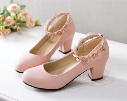 2019 Flower Women's shoes in Spring and Autumn with New style High heel Coarse heel round head @12, White
2019 Flower Women's shoes in Spring and Autumn with New style High heel Coarse heel round head @12, White