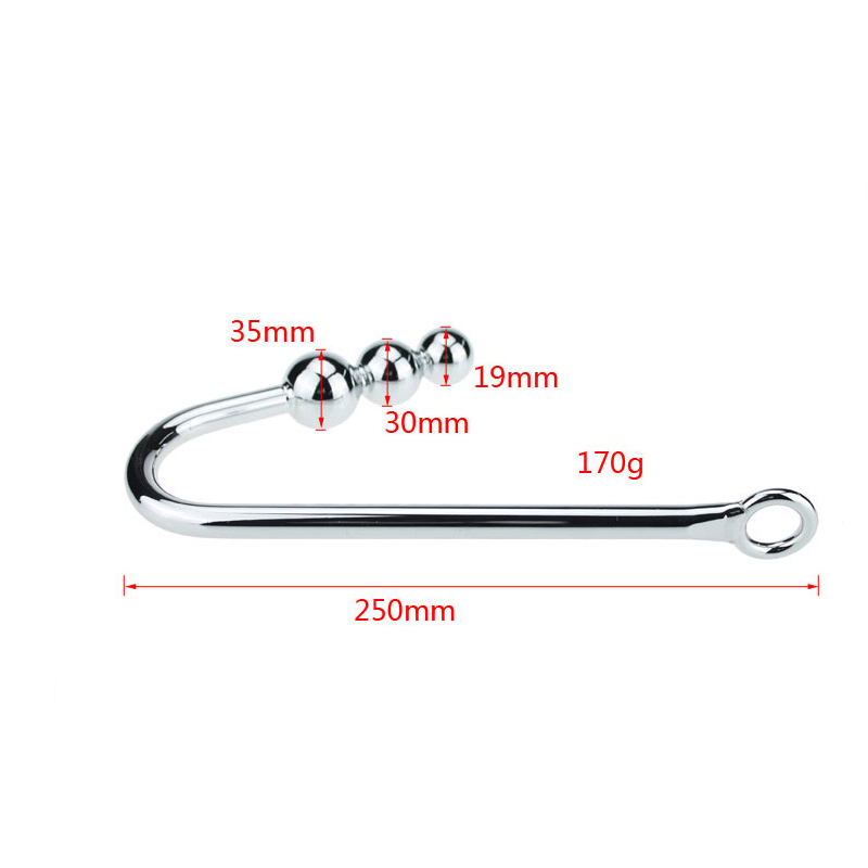 New stainless steel metal anal hook with ball hole butt plug dilator prostate massager SM bondage sex toy for man male Y200422