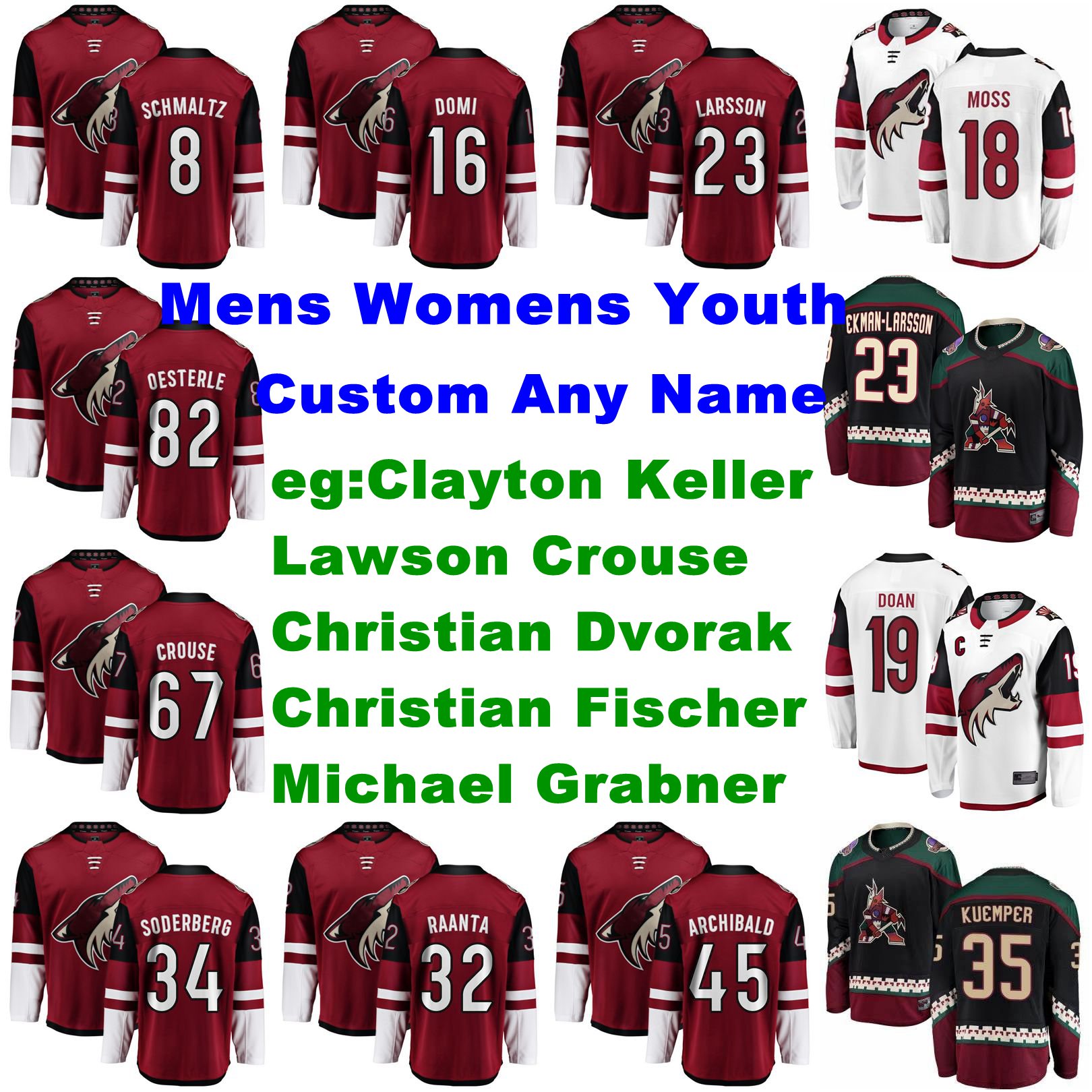 Arizona Coyotes Jerseys Youth Kids Clayton Keller Jersey Lawson Crouse Christian Dvorak Fischer Grabner Ice Hockey Jerseys Stitched Custom, Women's black alternate
Arizona Coyotes Jerseys Youth Kids Clayton Keller Jersey Lawson Crouse Christian Dvorak Fischer Grabner Ice Hockey Jerseys Stitched Custom, Women's black alternate
