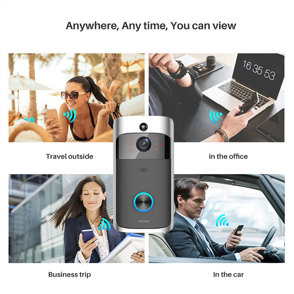 HD 720P WiFi Video Doorbell Camera IR Night Vision 3-Way Audio Battery Operation Door Phone Intercom