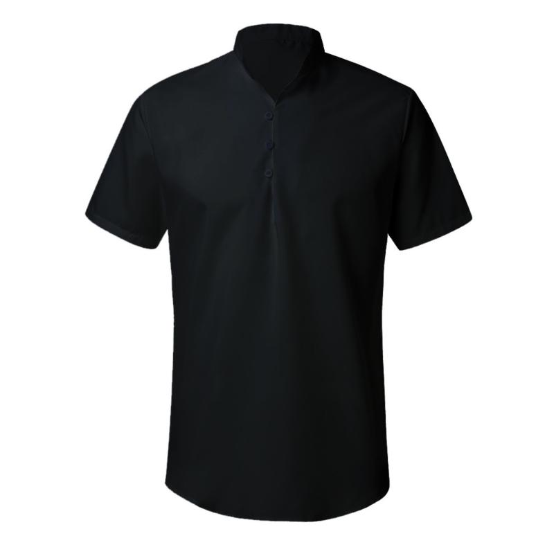 New Arrivals shirt Men's Short Sleeve Shirt Smart Grandad Collar Loops Cotton White Black t-shirt Blouse high quality
New Arrivals shirt Men's Short Sleeve Shirt Smart Grandad Collar Loops Cotton White Black t-shirt Blouse high quality