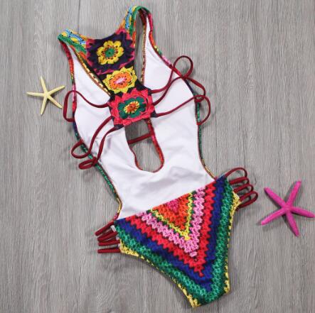 Sexy Bandage One Piece Swimsuit Floral Swimwear Women Backless Monokini Push Up Swim Suits High Cut Trikini Bathing Suit XL