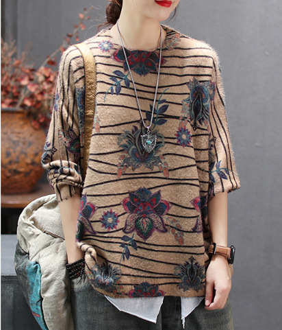 Women Sweater Autumn Winter Retro Knitting Loose Pullovers 2019 New Tops O-Neck Print Casual Ladies All-match Sweater, Figure 1
Women Sweater Autumn Winter Retro Knitting Loose Pullovers 2019 New Tops O-Neck Print Casual Ladies All-match Sweater, Figure 1
