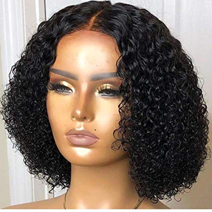 Short 4c afro Bob full Lace Front Human Hair Wigs Remy kinky curly Brazilian For Women Pre Pluck Bleached Knots 130%density diva1