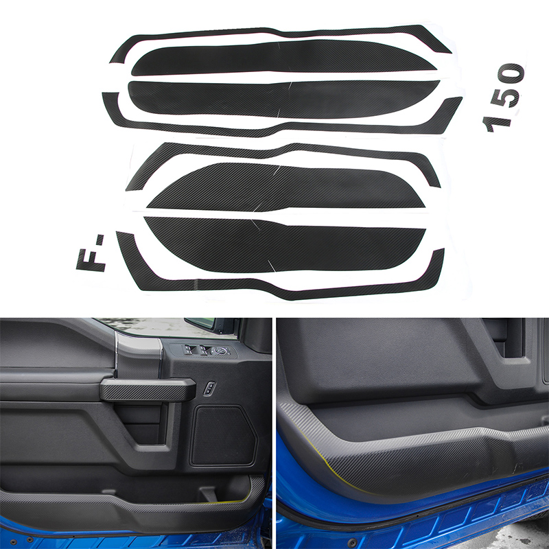 Door Anti-Kick Carbon Fiber Stickers 5pcs/Set For Ford F150 2015 2016 2017 Car styling Interior Accessories